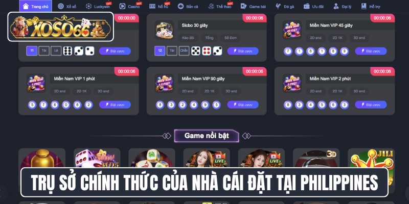 Trụ sở chính thức của nhà cái đặt tại Philippines